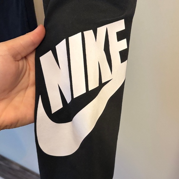 Nike Kids Black Leggings with White Logo Size Medium - Picture 3 of 7